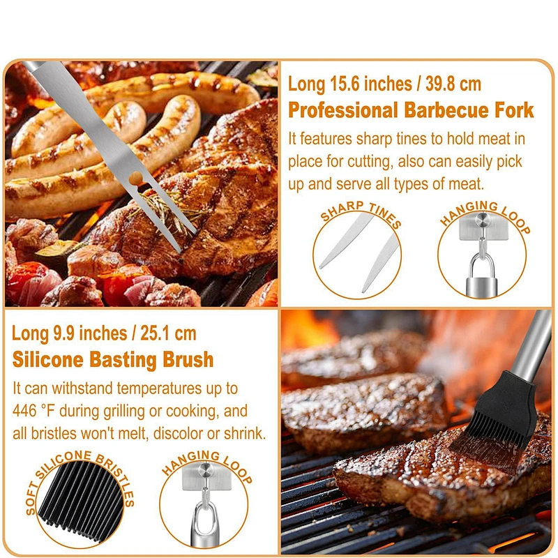 26PCS Grilling Tools Set Grill Accessories Set Outdoor Grill Utensils Set